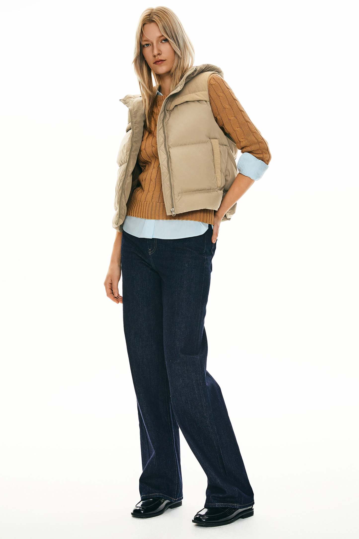 Hooded Puffer Down Vest Cropped Zip Up Lightweight