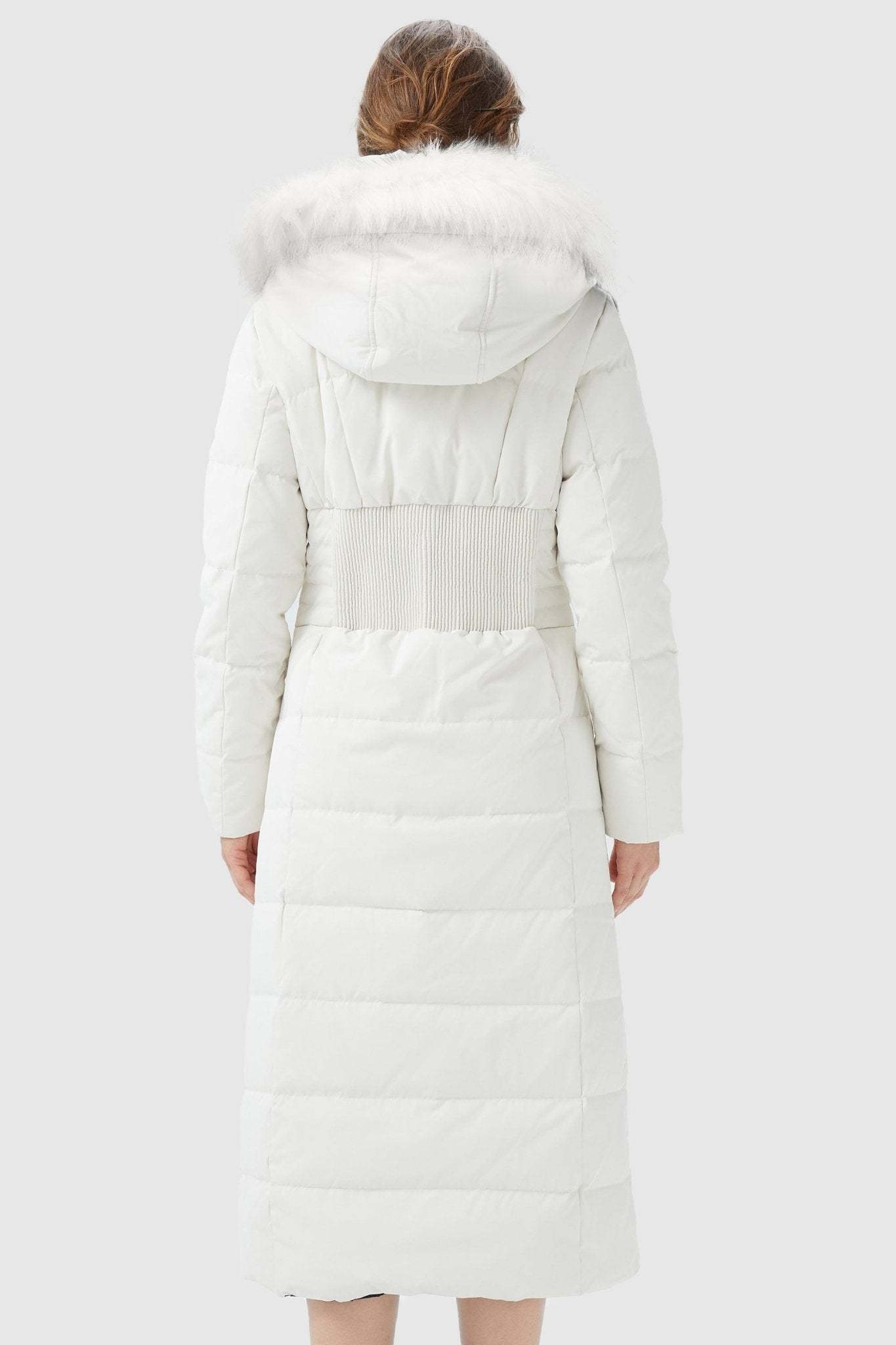 Long Puffer Down Coat with Hood Fur