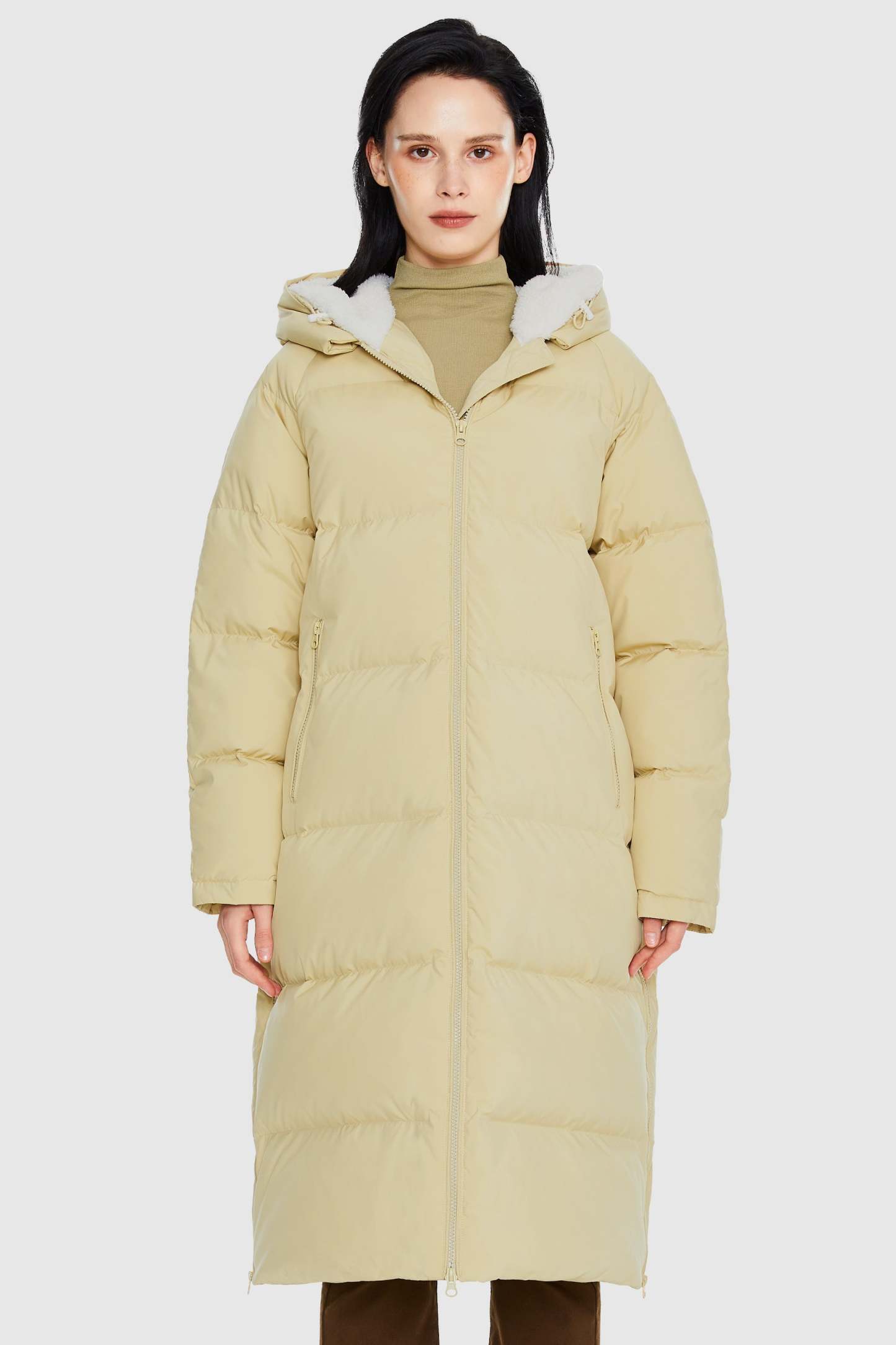 Long Puffer Down Jacket with Hem Slit