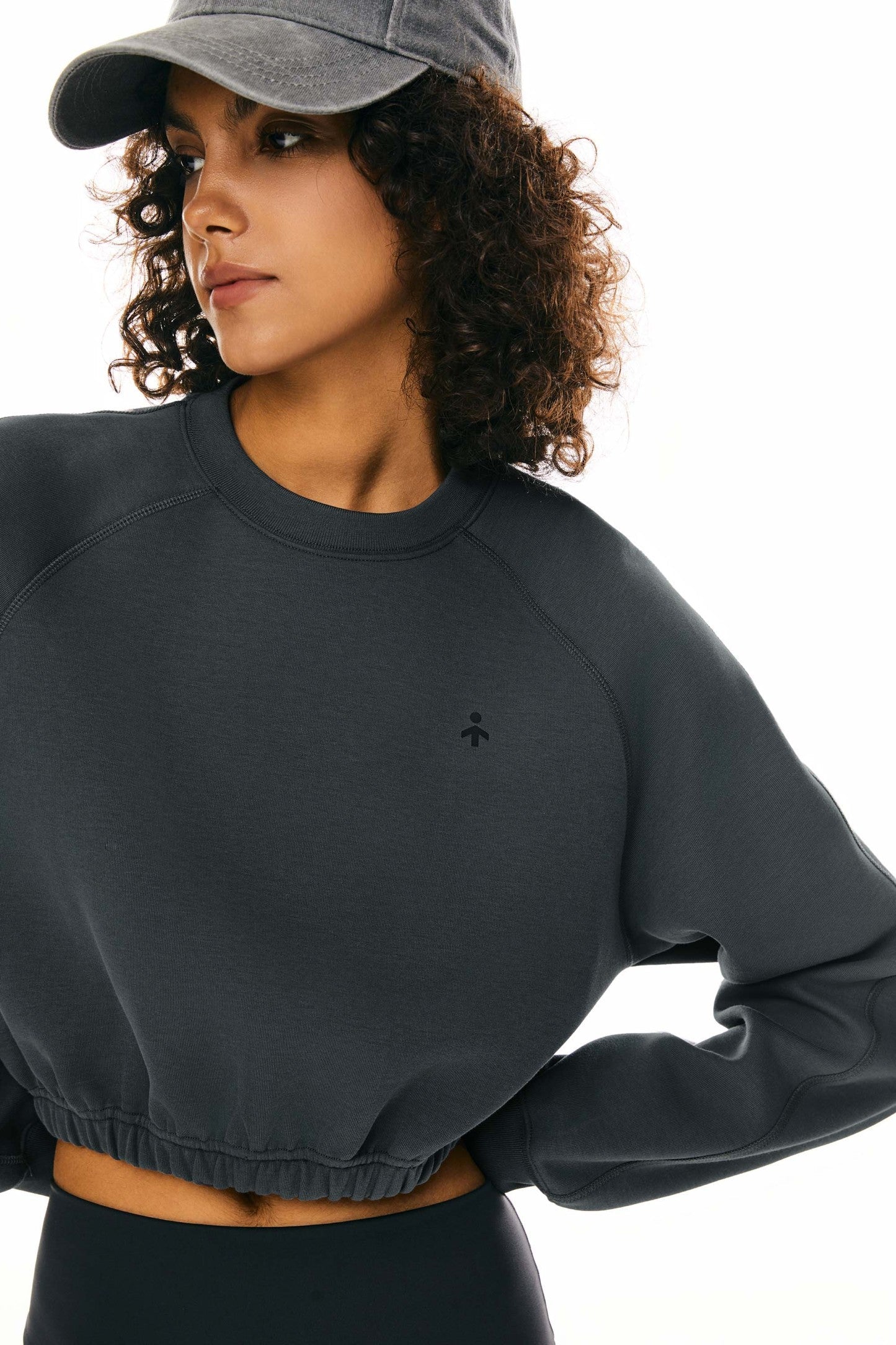 Oversized Cropped Sweatshirt Long Sleeve