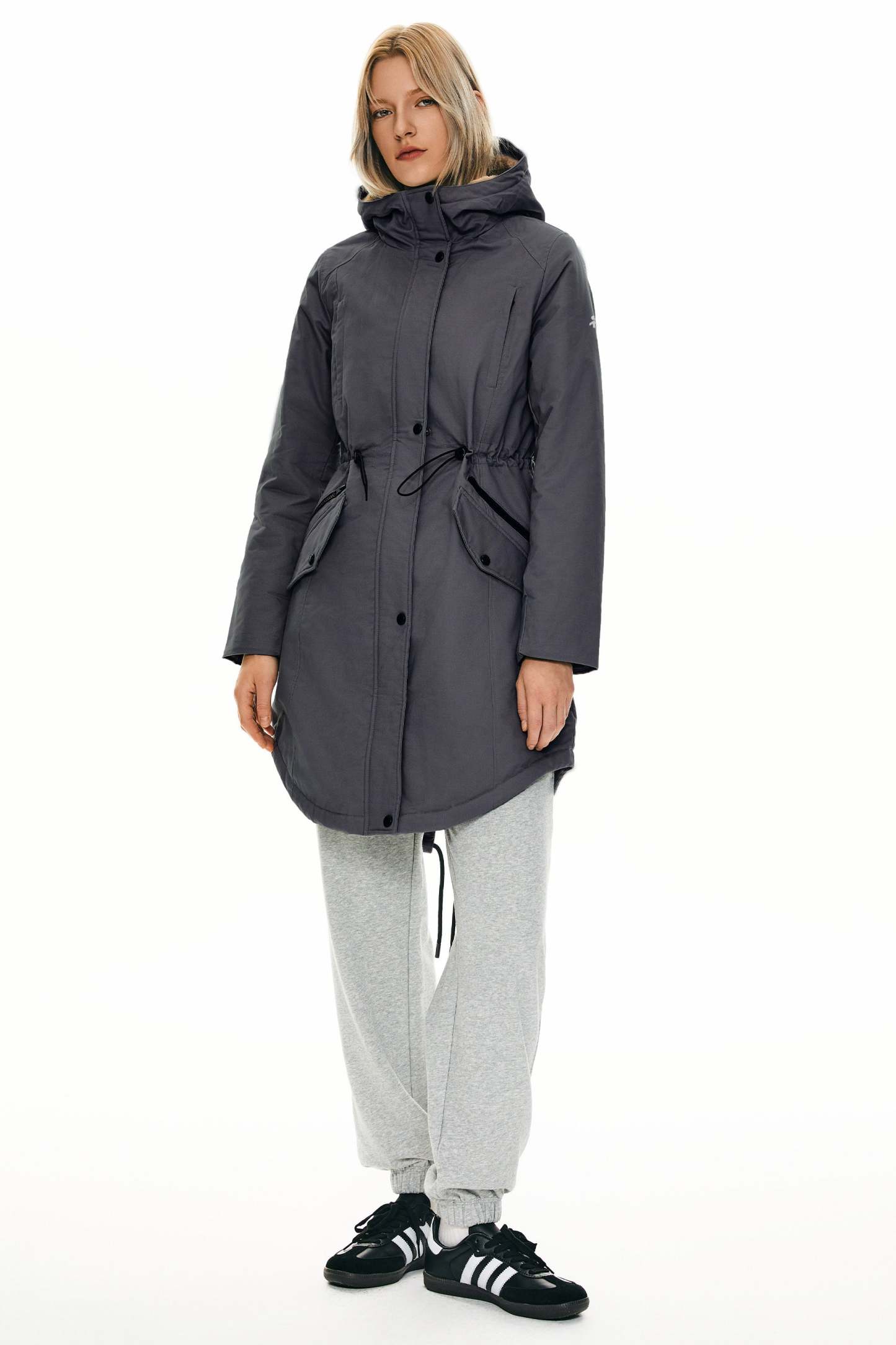 Fleece-Lined Hooded Parka Jacket with Pockets