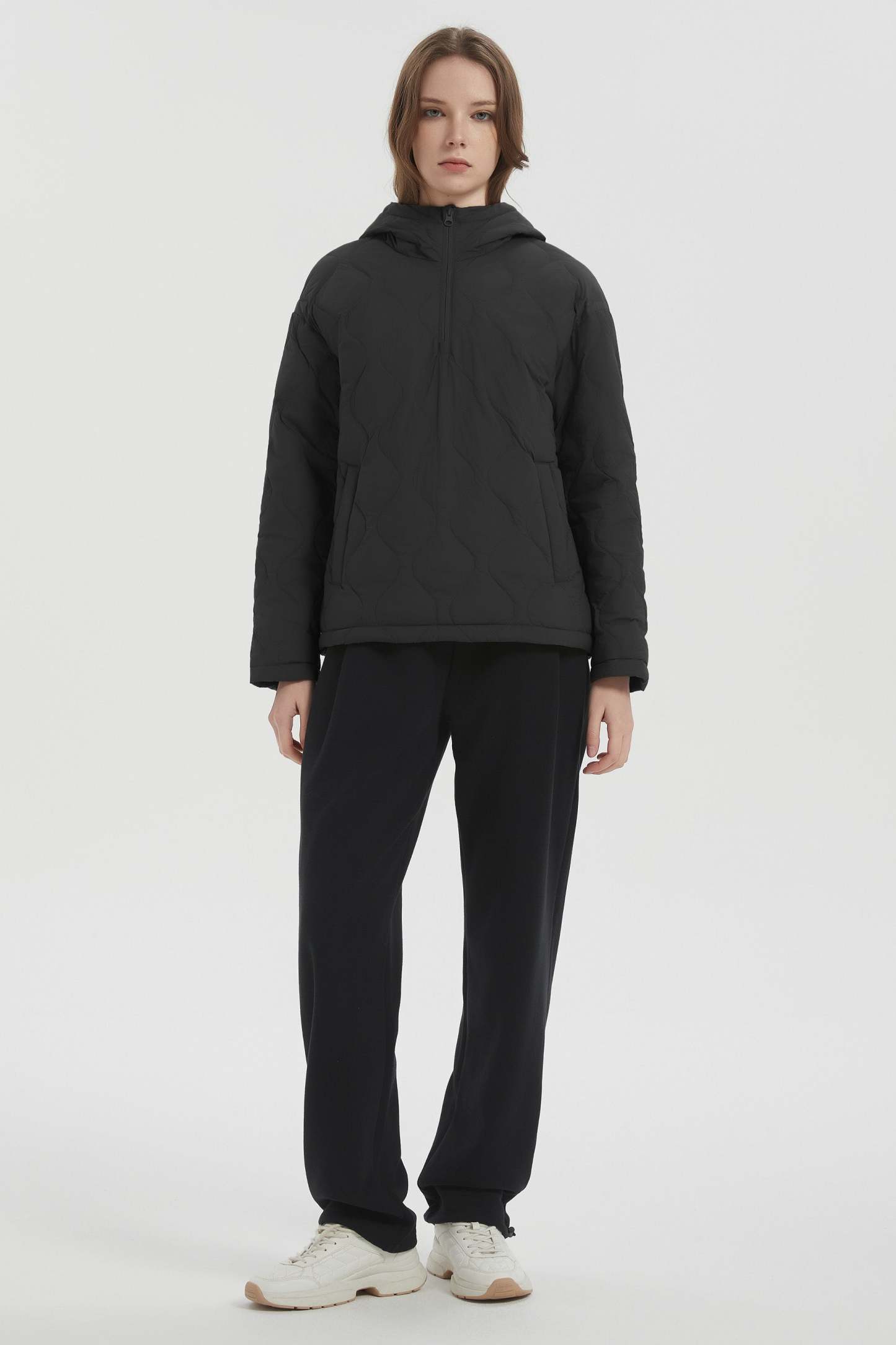 Down Puffer Jacket Half Zip Hoodies Coat