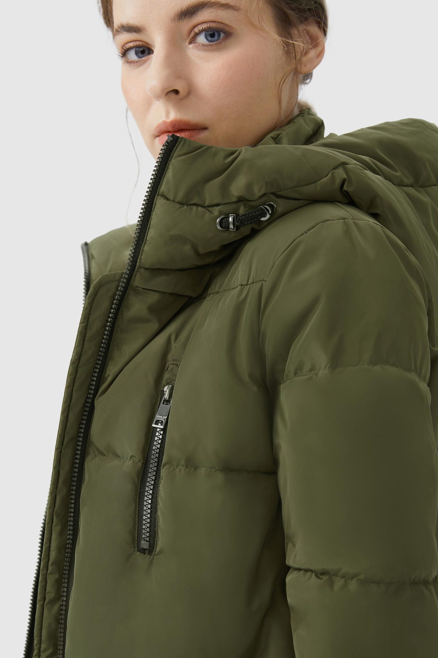 Two-Way Zipper Hooded Down Puffer Jacket