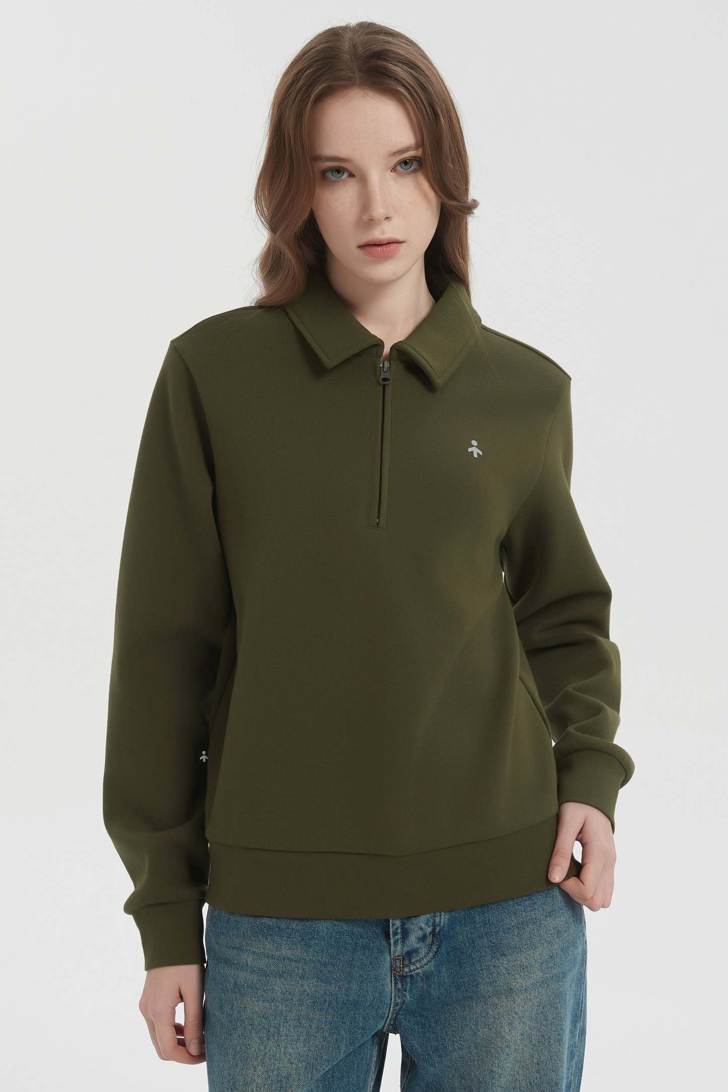 Long Sleeve Polo Sweatshirt Half Zip