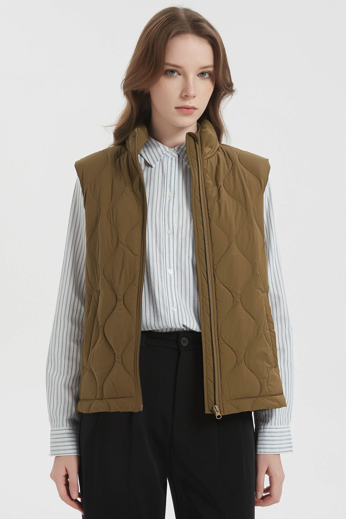 Cropped Down Puffer Vest Zip Up Lightweight