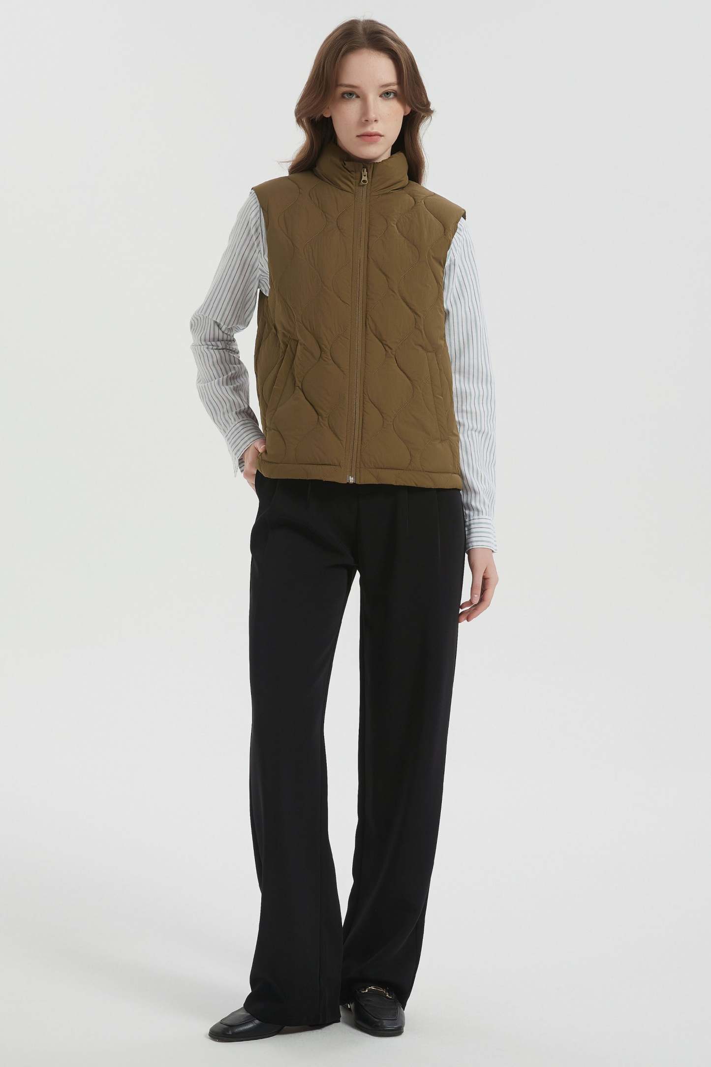 Cropped Down Puffer Vest Zip Up Lightweight