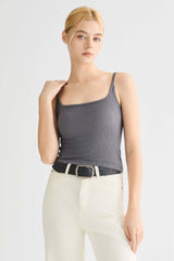 Padded Ribbed Square Neck Tank