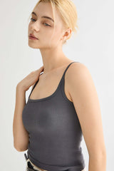 Padded Ribbed Square Neck Tank