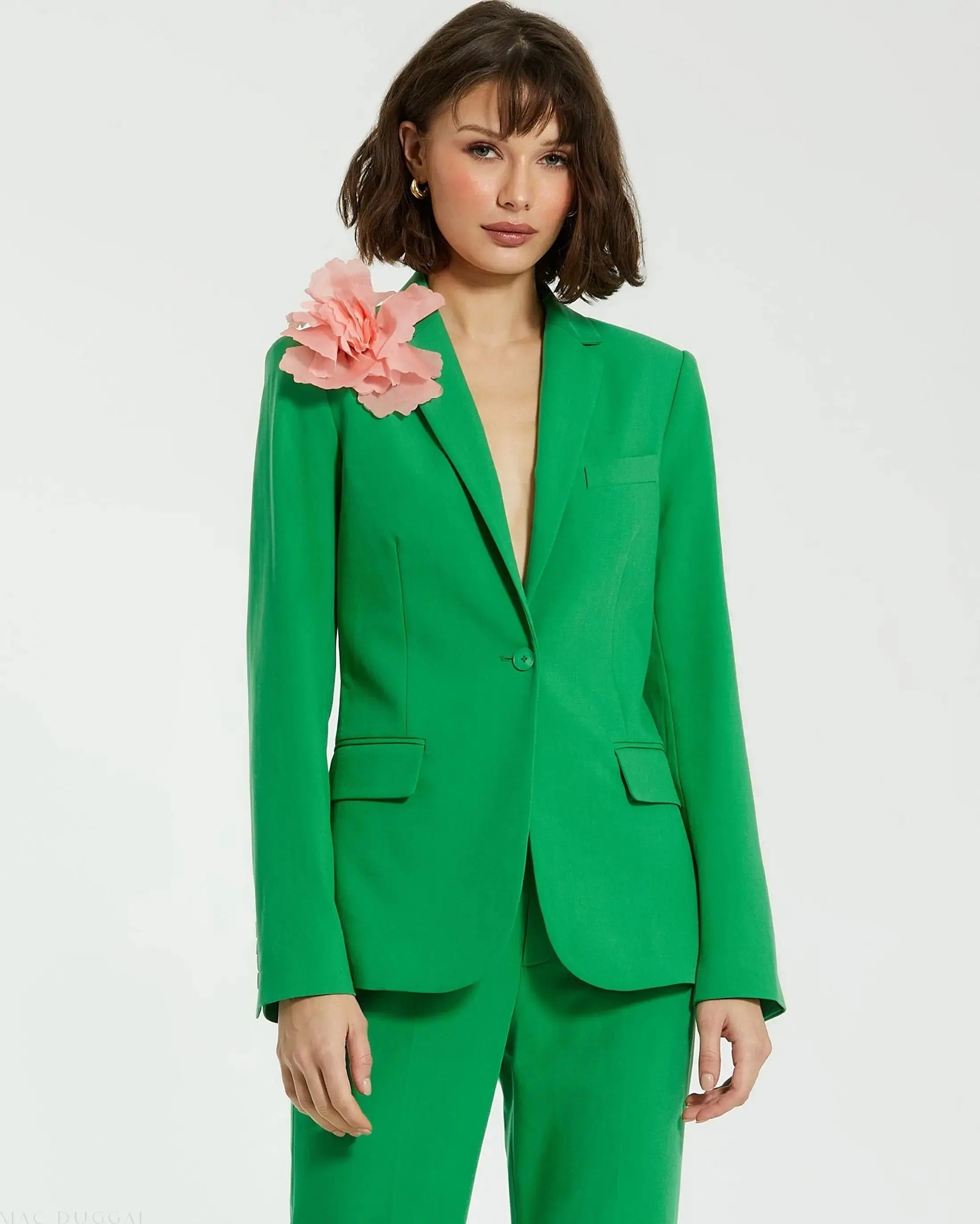 Classic Crepe Blazer Jacket With Flower - FINAL SALE