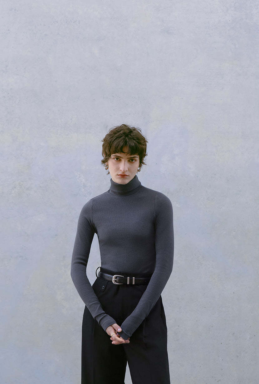 Freja Cotton Turtleneck - Grey