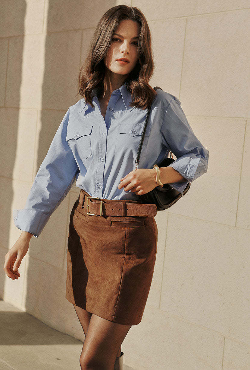 Coleen Cotton Shirt - Blue