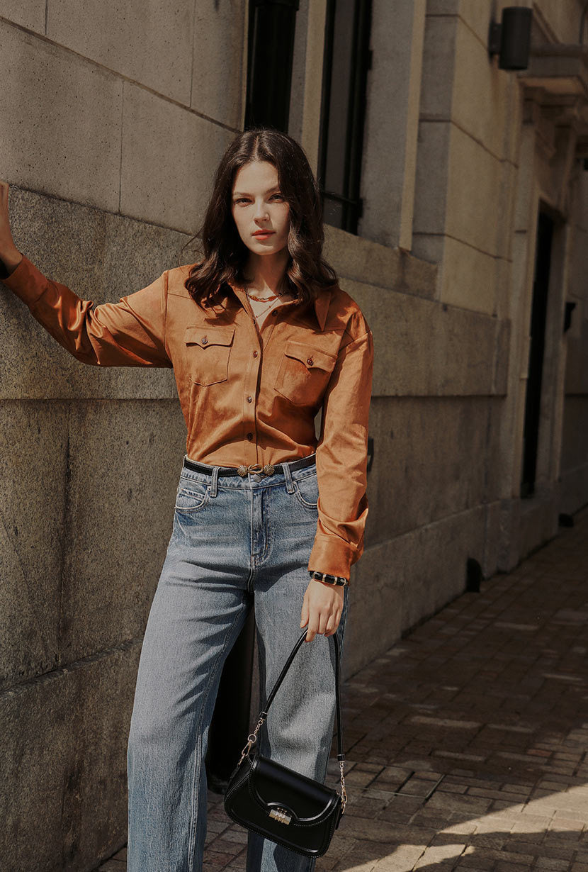 Coleen Suede Shirt - Brown