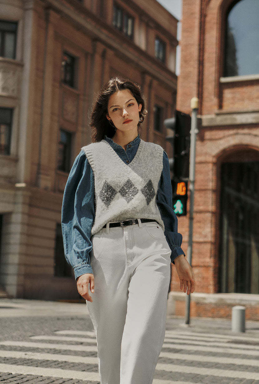 Danica Knitted Alpaca Vest - Gray