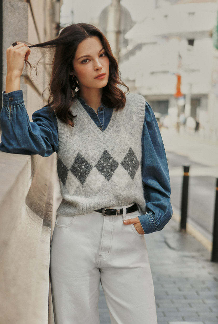 Danica Knitted Alpaca Vest - Gray