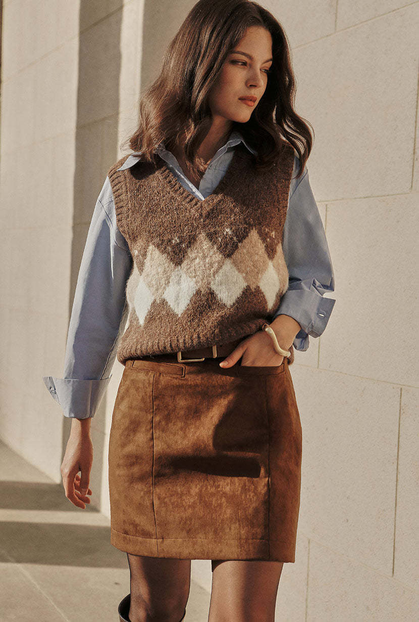 Danica Knitted Alpaca Vest - Brown