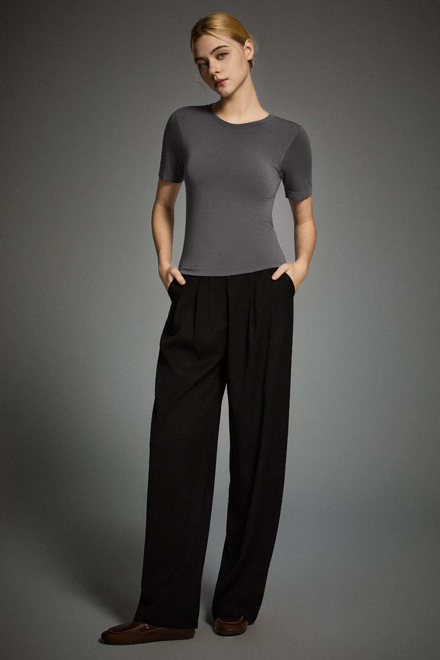 Short-Sleeve Padded Knit Crew T-Shirt