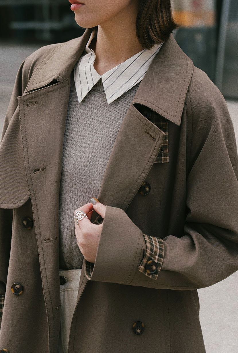 Hagar Trench Coat - Olive Brown