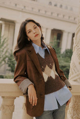 Dominique Oversized Suede Blazer - Caramel