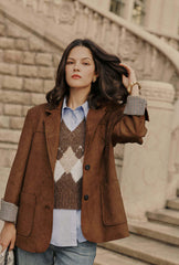 Dominique Oversized Suede Blazer - Caramel