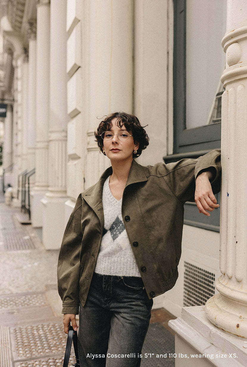 Ashley Oversized Suede Jacket - Kahki Green