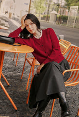 Carmina Wool Cardigan - Red