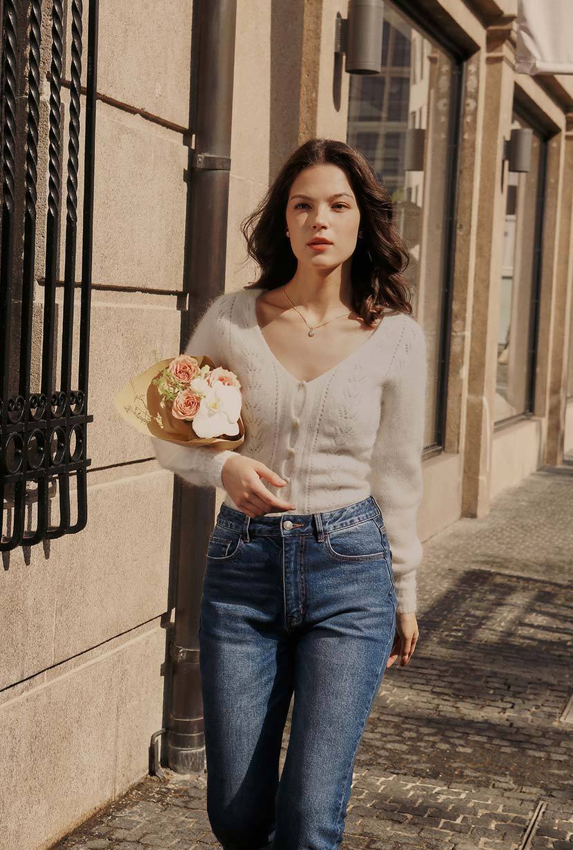 Carissa Mohair Cardigan - Ivory