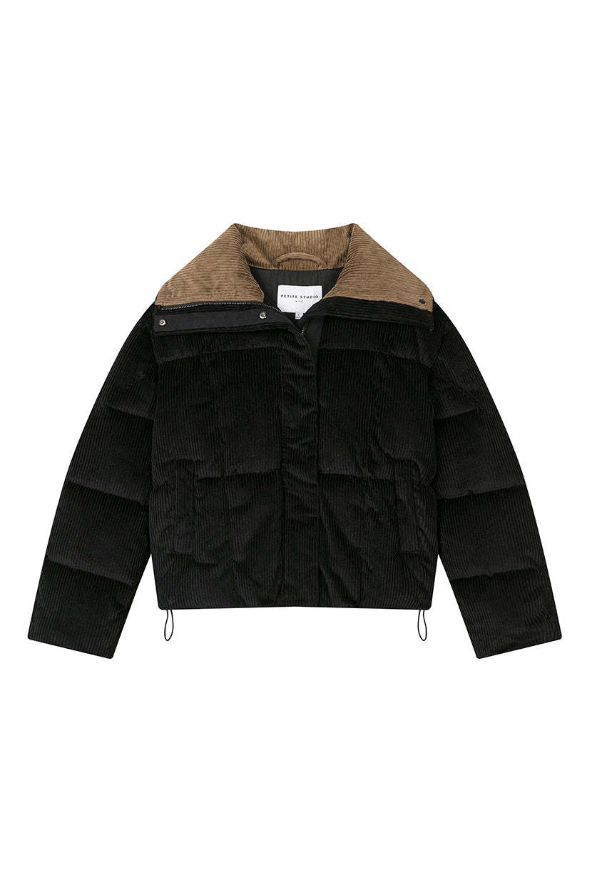 Carter Corduroy Down Jacket - Black