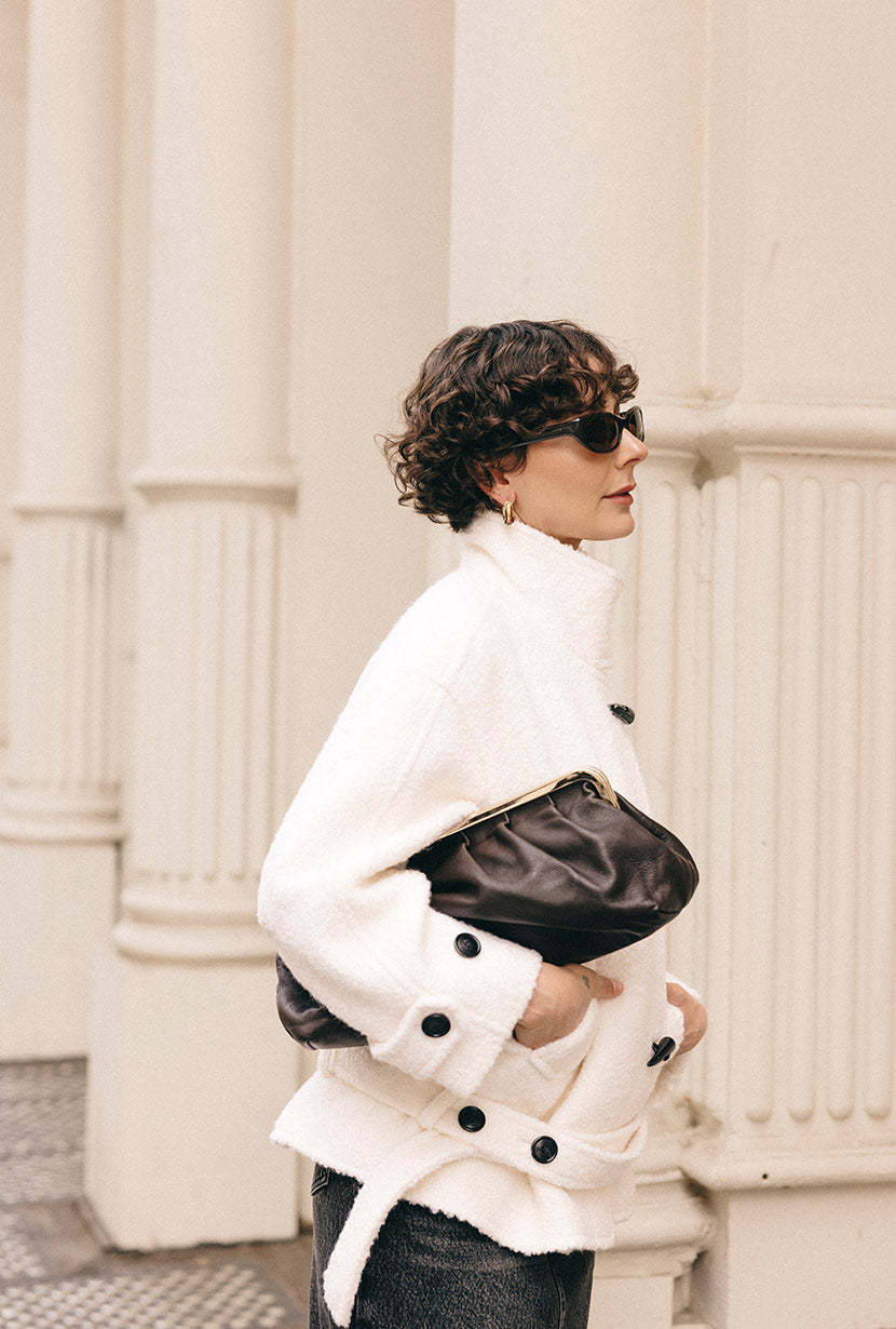 Cole Oversized Wool Short Coat - Ivory