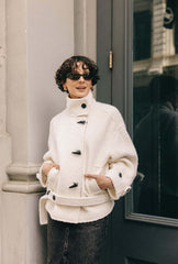 Cole Oversized Wool Short Coat - Ivory