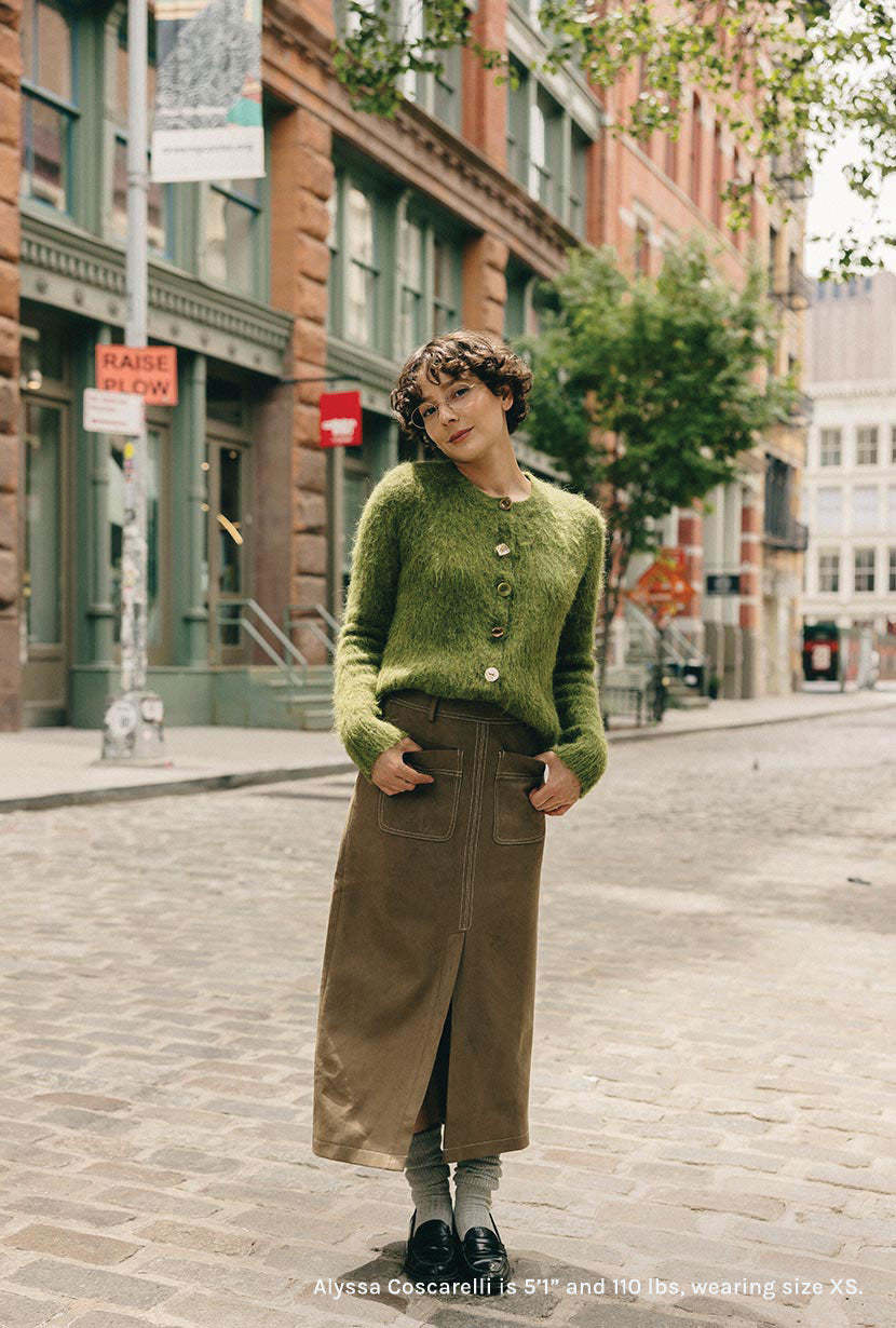 Brayden Alpaca Cardigan - Olive Green