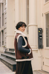 Camilla Shearling Vest Jacket - Chocolate