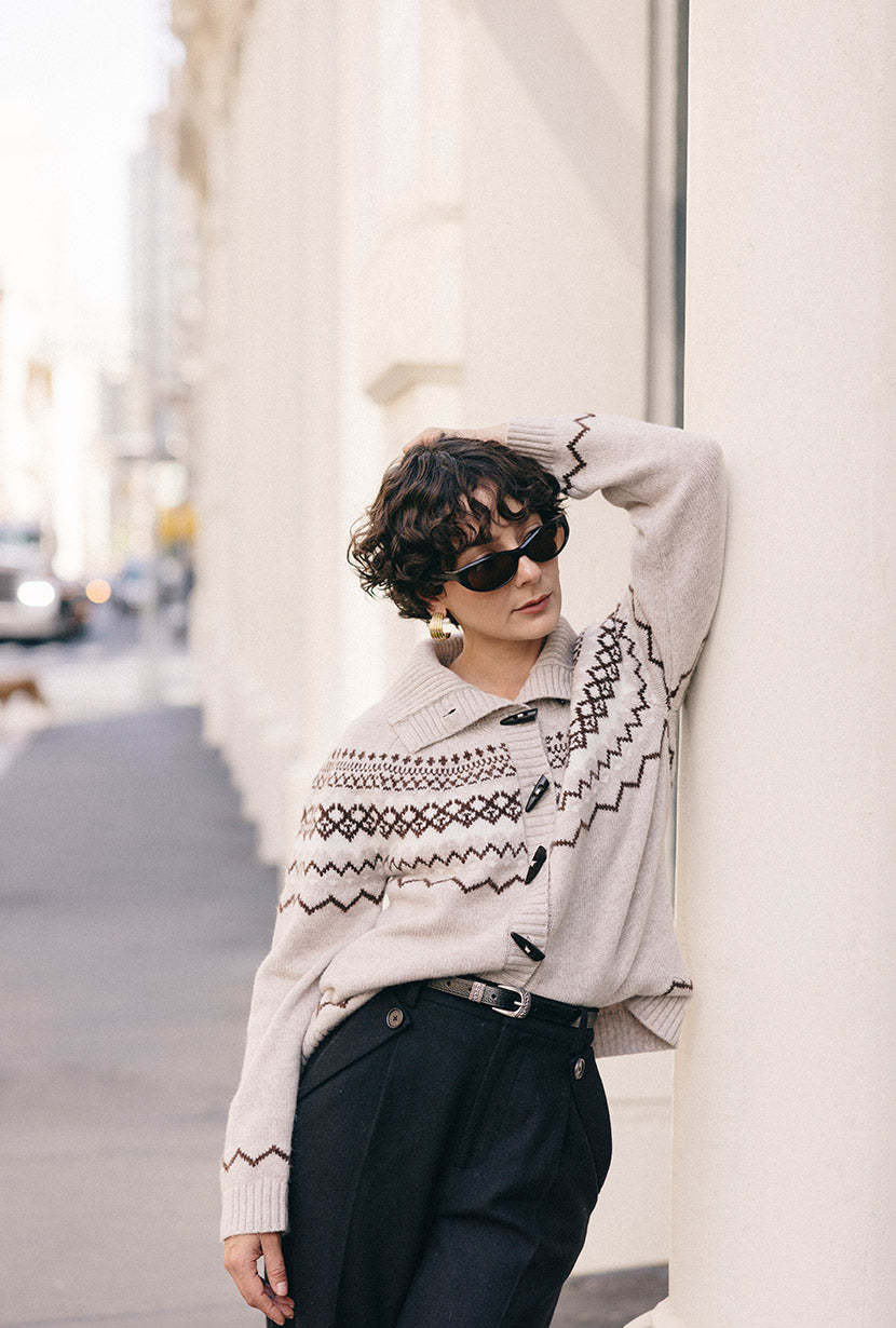 Cohen Fair Isle Wool Cardigan - Beige