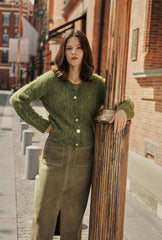 Debbie Suede Pencil Skirt - Kahki Green