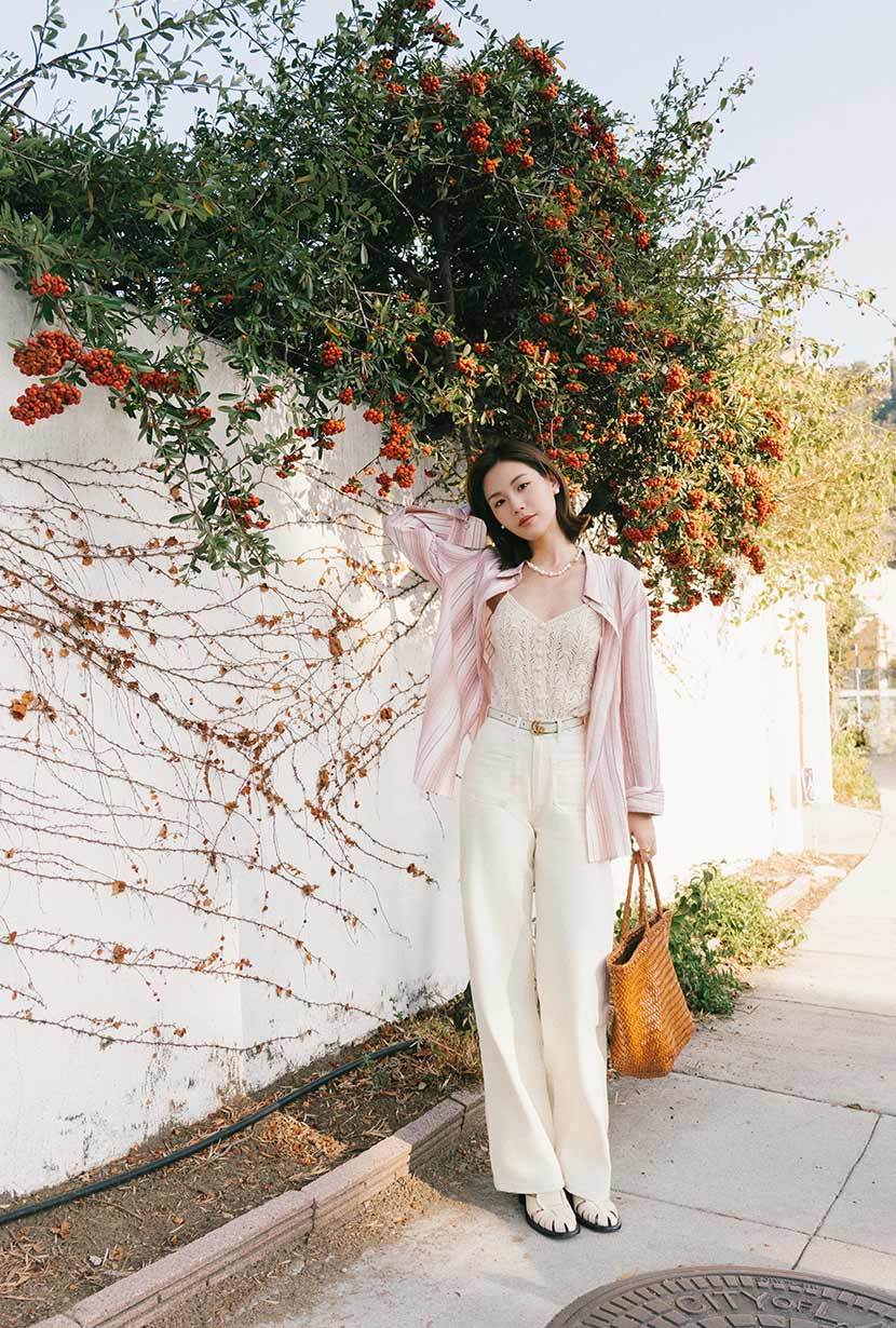 Odilia Mid Rise Straight Leg Jeans - Cream