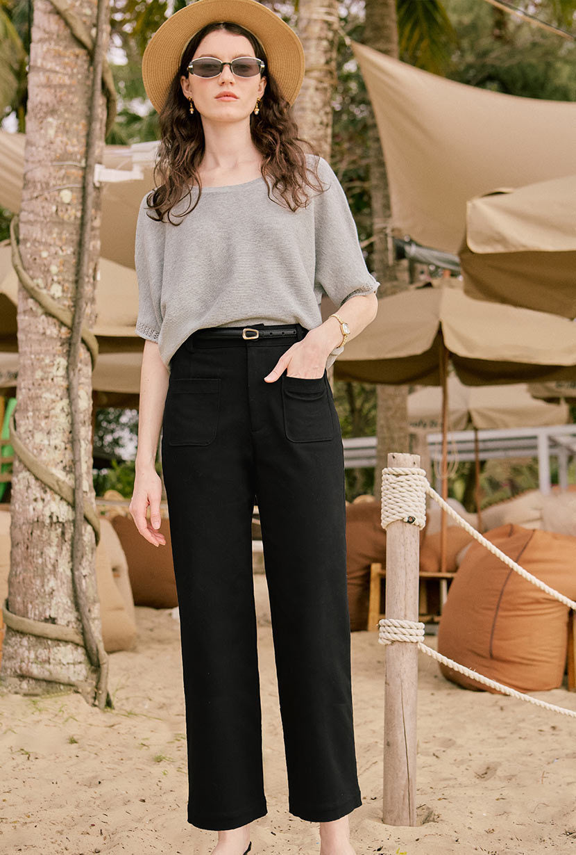 Billy Cropped Wide-Leg Denim Jeans - Black