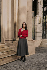 Blake Wool Blend Skirt - Grey