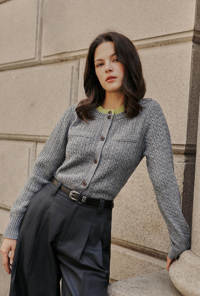 Carlo Wool Blend Wide Pants - Grey