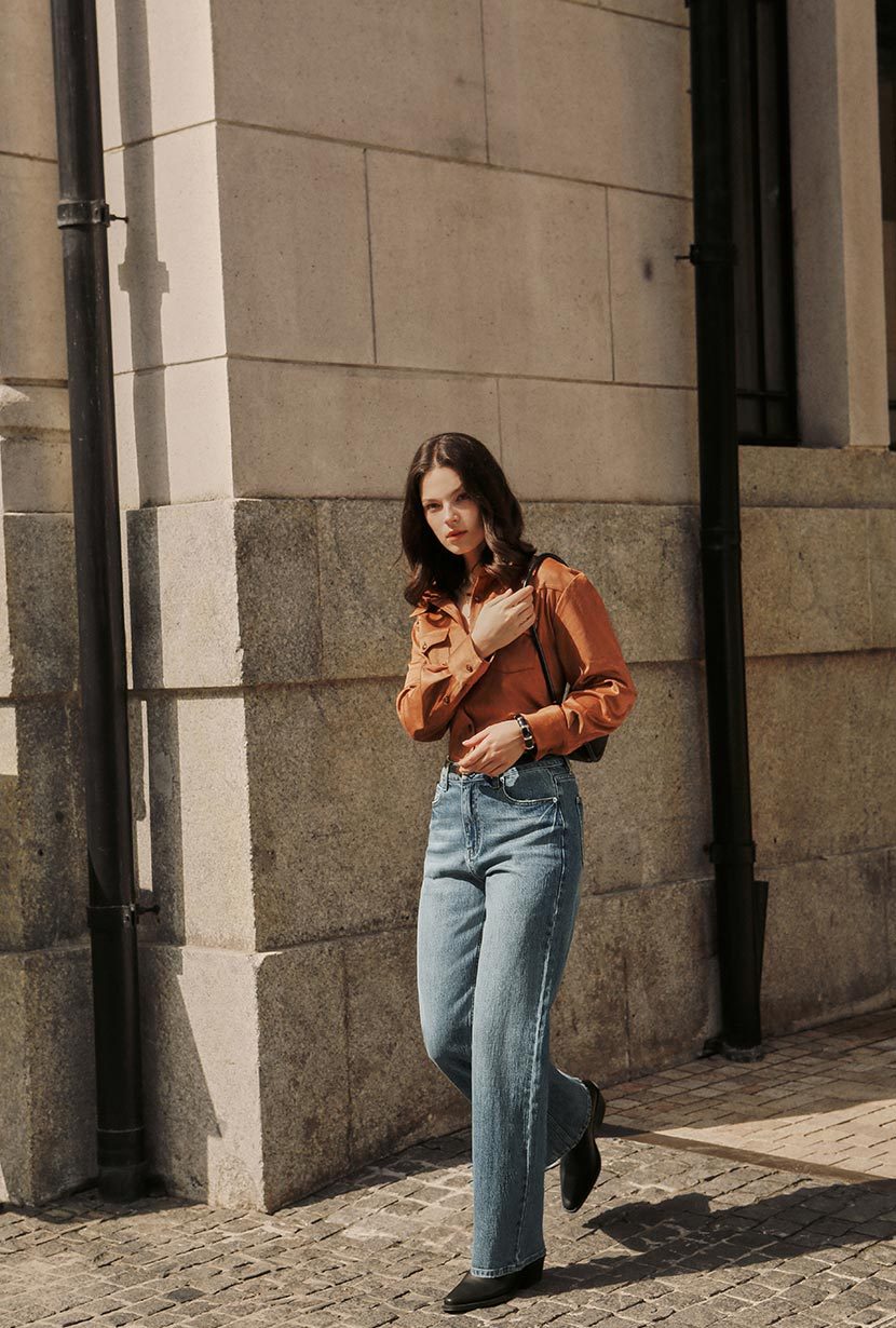 Cayden Mid Rise Straight Leg Jeans - Blue