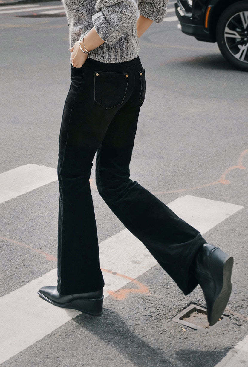Cody Corduroy Flared Pants - Black