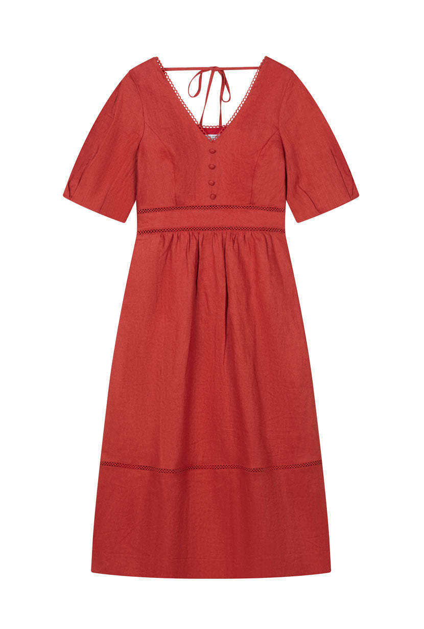 Meryl Linen Dress - Red