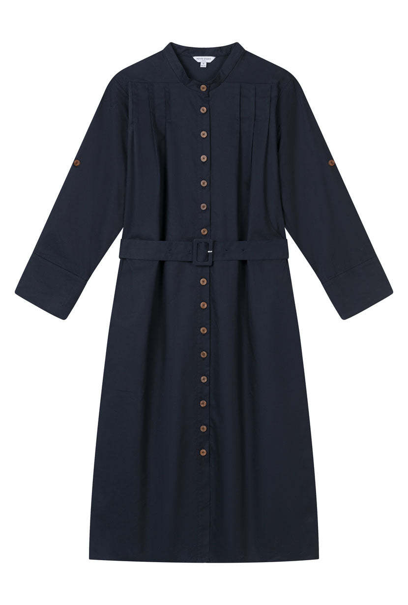 Miles Cotton Midi Dress - Navy
