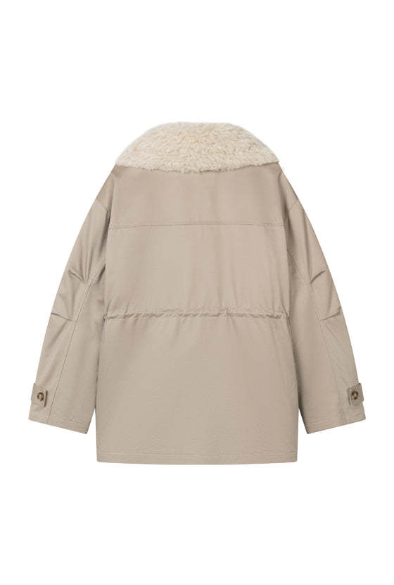 Candice Faux Fur Parka Coat - Sand