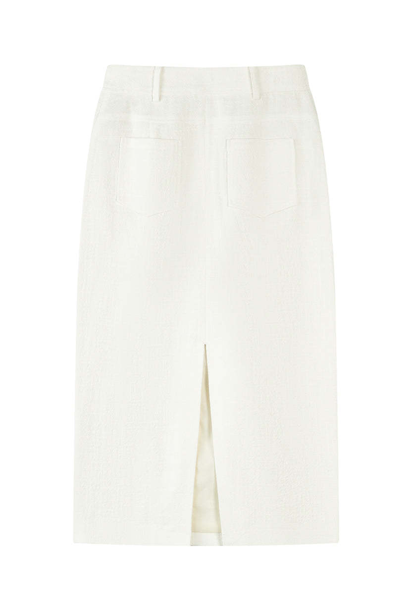 Teigan Linen Pencil Skirt - White