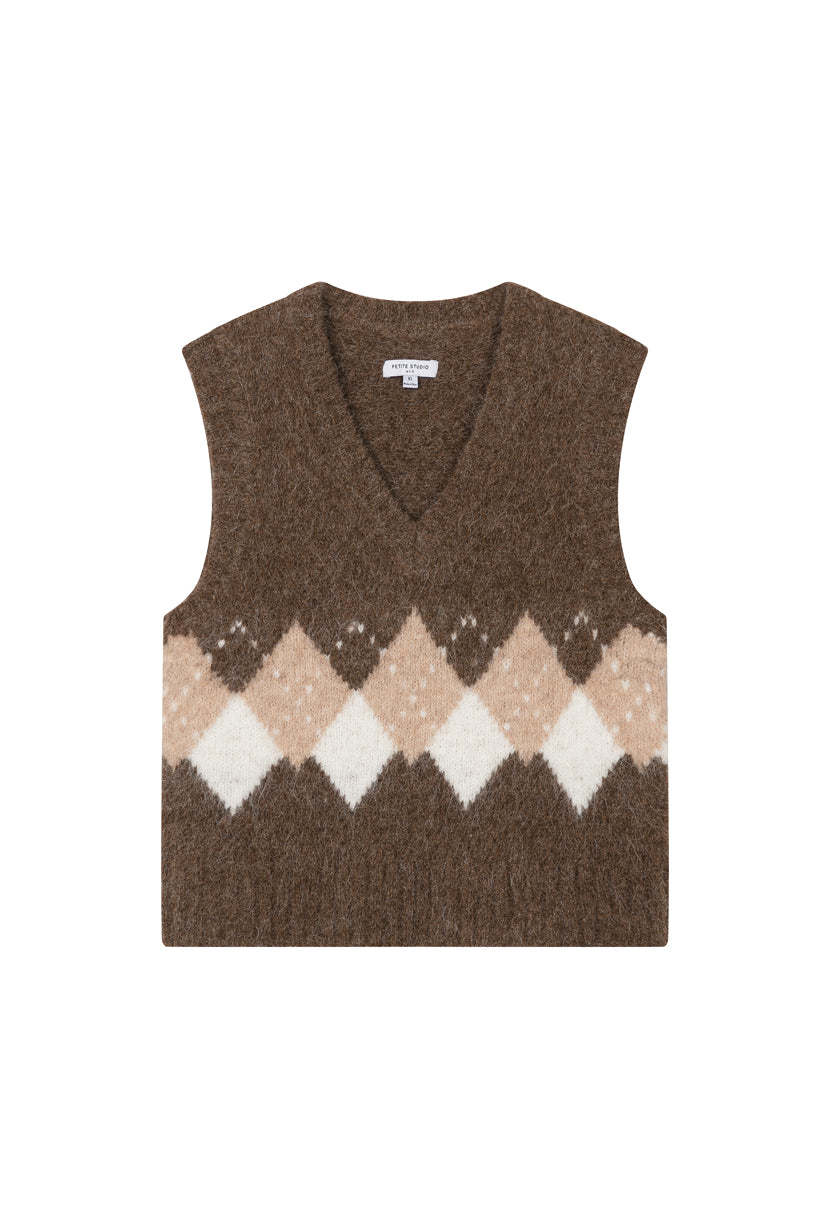 Danica Knitted Alpaca Vest - Brown