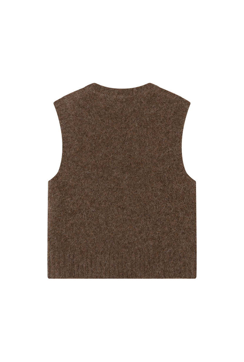 Danica Knitted Alpaca Vest - Brown