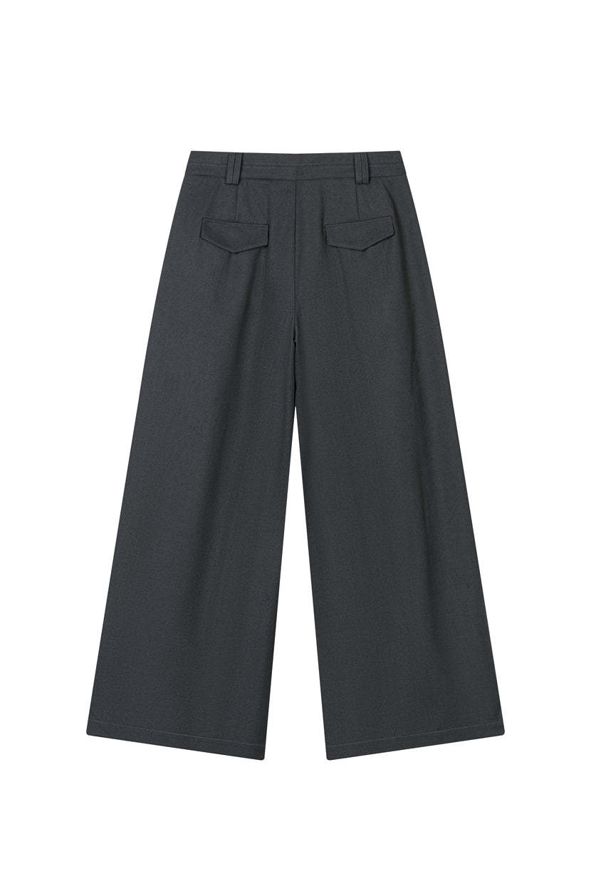 Carlo Wool Blend Wide Pants - Grey
