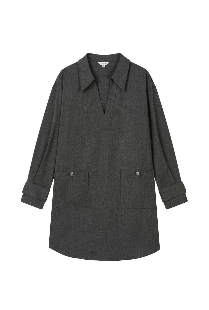 Abby Wool Blend Dress - Charcoal