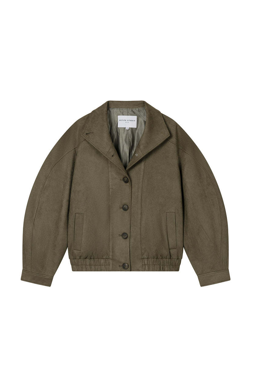 Ashley Oversized Suede Jacket - Kahki Green