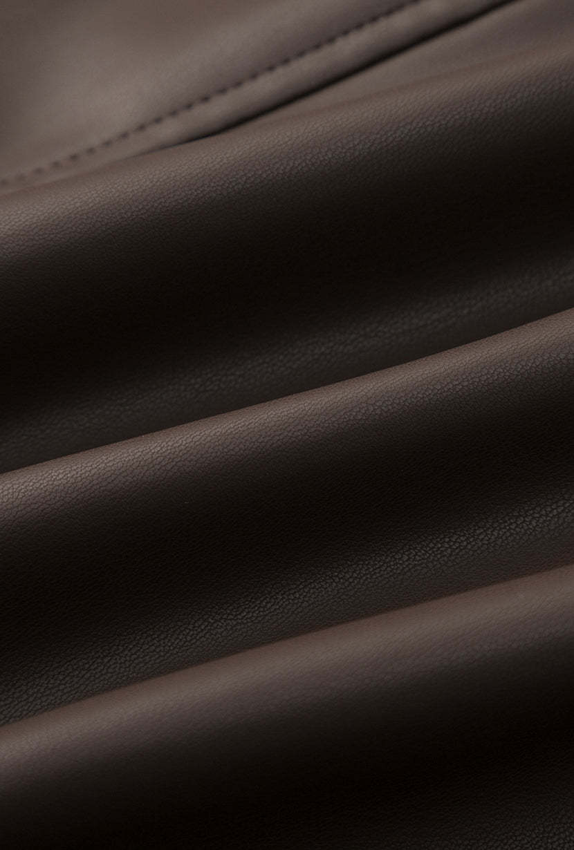 Ashley Oversized Faux Leather Jacket - Dark Umber