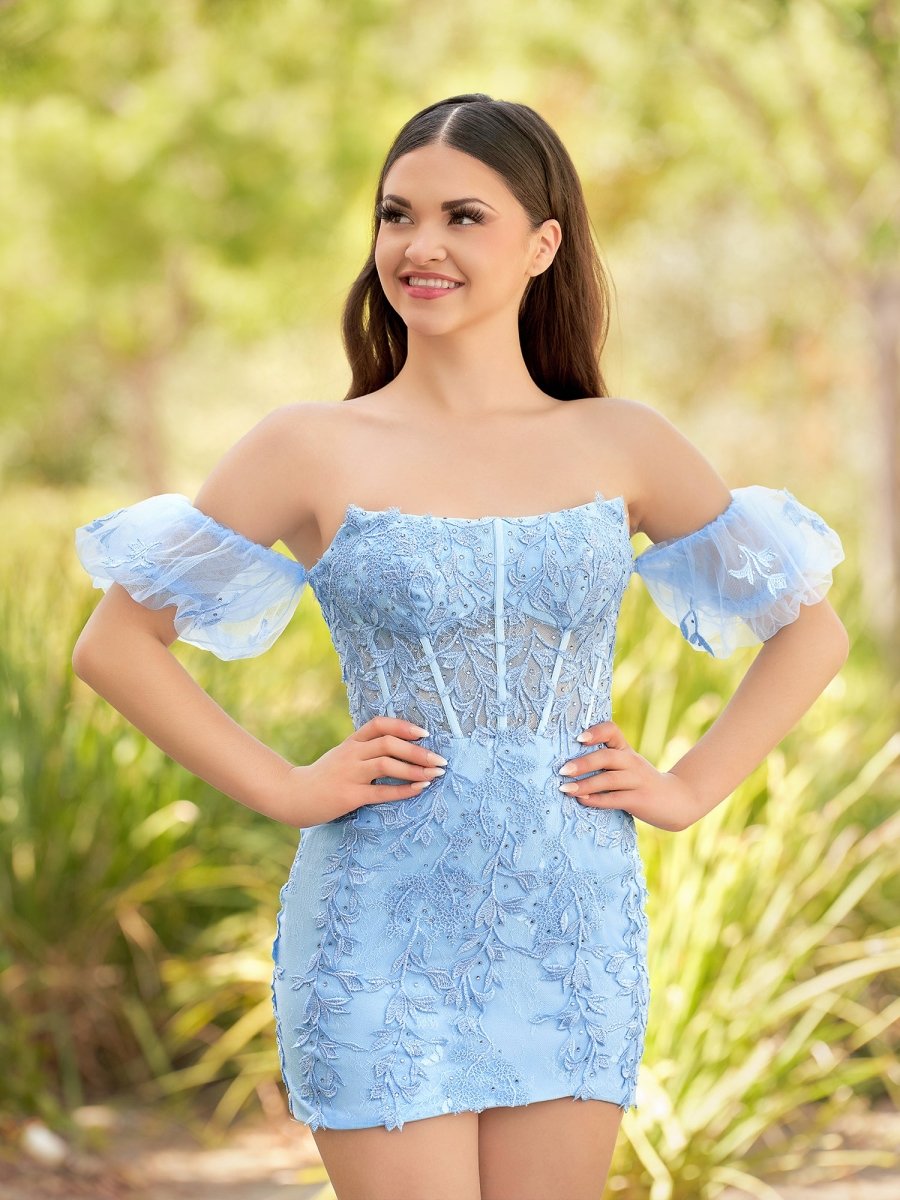 Ethel |Sheath Lace Strapless Homecoming Dress with Appliques